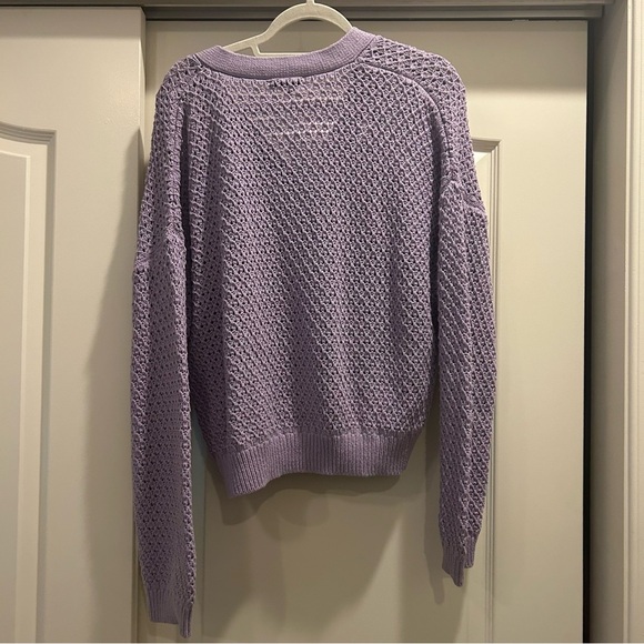 NWT Madewell Open-Stitch Crop Cardigan Sweater Heather Dusty Lavender - Picture 6 of 6